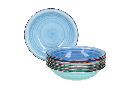 MamboCat Suppenteller 6er Set Essteller tief Blue 21,5cm - Suppenteller aus hochwertigem Porzellan, ideal für stilvolle Anlässe und den täglichen Gebrauch.