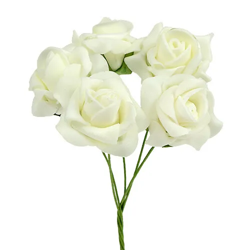 Foam Rose Ø4,5cm Creme Künstliche Hochzeitsdeko 36St Set, 36 Stück