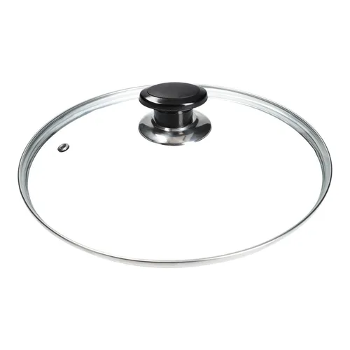 Glasdeckel universal 160mmØ mit Knopfgriff und Edelstahlschutzrand für Töpfe