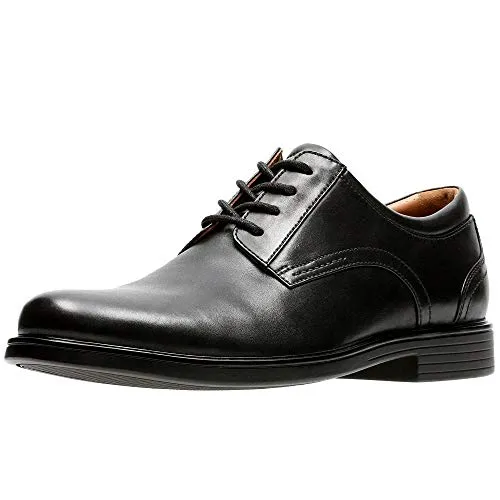 Clarks Herren Un Aldric Lace Derbys - Schwarzes Leder, Größe 45 EU - Herren-Schnürhalbschuhe aus glattem Leder, komfortabel und leicht, ideal für den täglichen Einsatz und verantwortungsvolles Design.