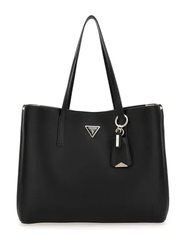 Guess Meridian II Schultertasche 36 cm schwarz - Stylische Handtasche für modebewusste Damen, mit praktischem Handyfach und hochwertigem Polyurethan für ein glänzendes Finish. Ideal für den täglichen Gebrauch!