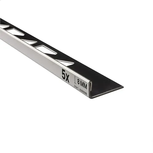 Edelstahlschiene L-Profil 250cm glänzend - Fliesenschutz und Dekoration - Hochwertige L-Profil Edelstahlschiene aus V2A Edelstahl, ideal zum Kantenschutz von Fliesen. Pflegeleicht und langlebig, perfekt für Übergänge und als Abschluss auf Sockelfliesen. Verleiht jedem Raum eine elegante Note.