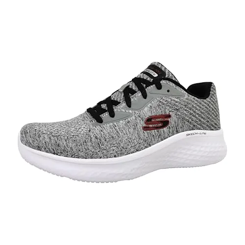 Skechers Herren Skech-lite Pro Faregrove Sneaker, Grauer Rundstrick-Kunststoff, roter Rand, 48.5 EU