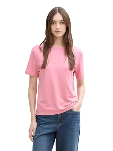 TOM TAILOR Denim Rundhalsshirt XL - light dusty pink - Modisches Damen-T-Shirt mit Rundhalsausschnitt, halblangen Ärmeln und hohem Tragekomfort durch weichen Single Jersey. Ideal für lässige Outfits.