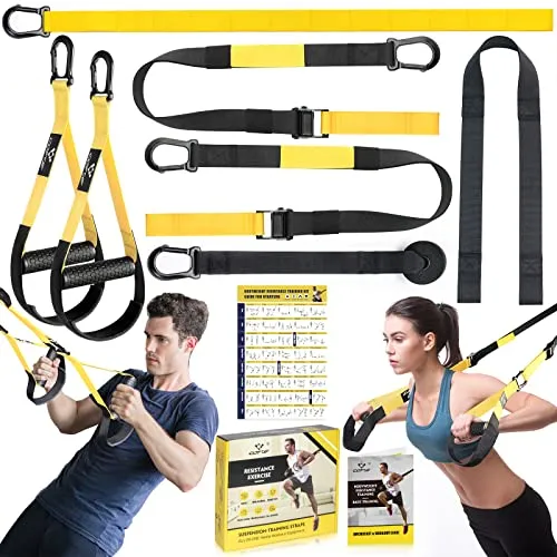 COFOF Schlingentrainer - Professionelles Sport Kit für Ganzkörpertraining - Schlingentrainer für Krafttraining, ideal für effektives Ganzkörpertraining zu Hause, mit hochwertigem Zubehör und Tragetasche für flexibles Training überall.