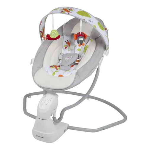 BabyGo Babywippe Cuddly, Grau - Babywippe für Babys von Geburt bis 6 Monate, mit 4 Schwinggeschwindigkeiten, Timer-Funktion und abnehmbarem, waschbarem Bezug für maximalen Komfort.