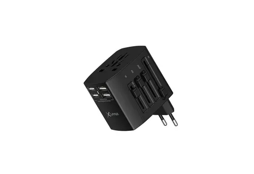 XLayer Internationaler Reisestecker Weltweit Black #35880017 - Reiseadapter für weltweiten Einsatz, kompakt und ideal für Reisende, die verschiedene Steckdosen nutzen möchten.