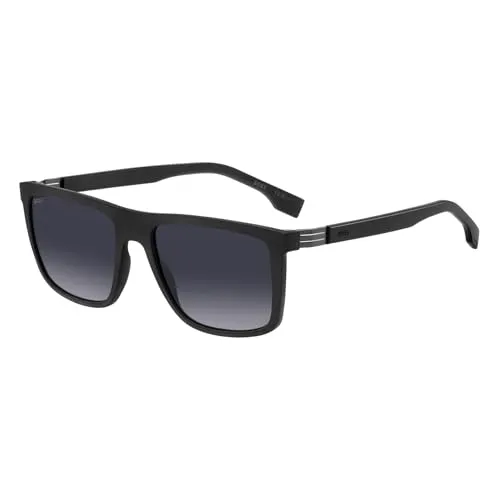 Boss 1699/S Herren-Sonnenbrille - Stilvolle Vollrand Sonnenbrille - Sportbrillen mit schwarzem Kunststoff-Gestell und grauen Verlaufsgläsern, ideal für den modischen Auftritt im Freien.