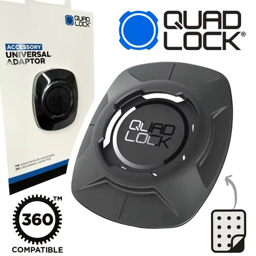 Quad Lock Universal-Adapter V3 - Motorradschlösser - Sicher dein Smartphone am Lenker befestigen mit dem robusten Quad Lock Universaladapter V3, der durch starken 3M VHB-Kleber auch auf glatten Oberflächen perfekt haftet.
