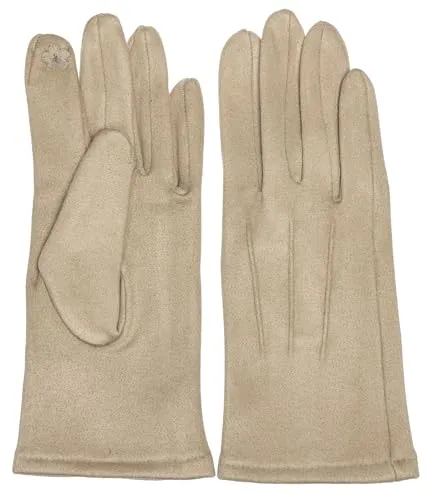 Caspar GLV014 klassisch elegante uni Damen Handschuhe mit 3 Nähten, Farbe:beige, Accessoires:One Size