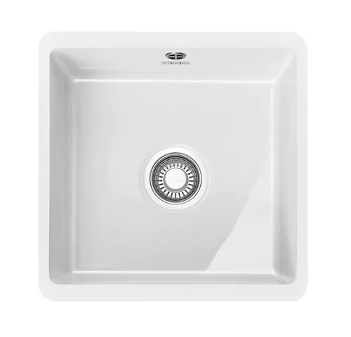 Franke Kubus KBK 110-40 Glacier - 126.0335.711 Keramikspüle - Keramikspüle in edlem Glacier (Weiß) für Unterschränke ab 50 cm, mit robustem Fraceram-Material und kompakten Maßen von 44,5 x 44,5 cm (B x T) – ideal für moderne Küchen.