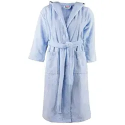 Clinotest Kinderbademantel aus Frottee – Weicher Bademantel mit Kapuze aus 100% Baumwolle, Kapuze, Bindegürtel, saugfähig und flauschig, ideal für Jungen und Mädchen blau 116