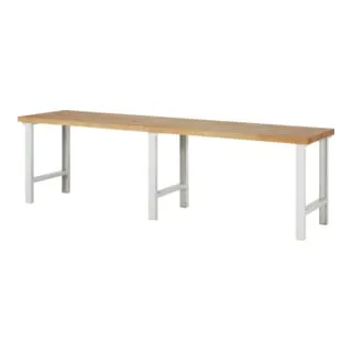 Rau Werkbank 7000-1, 3000mm - Robuste Buche-Massivholz Arbeitsplatte - Robuste Werkbank aus 100% Buche-Massivholz mit 40 mm Plattenstärke, ideal für hohe Belastungen. Mit langlebigem Gestell aus C-Profil-Stahl und einfacher Montage für effizientes Arbeiten.