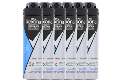 Rexona Deo Men Maximum Protection Cobalt Dry 150ml 6 x - Deo für Männer mit bis zu 96h Schutz gegen Schweiß und Körpergeruch, maskuliner Duft, hautverträglich und ideal für stressige Tage.