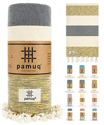 pamuq Strandtuch XXL Saunatuch Badetuch Hamamtuch Groß Baumwolle Duschtuch Pestemal Handtuch Fouta Pareo Yoga Decke Sporttuch Sarong Herren Damen