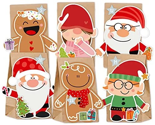 KuschelICH Adventskalender zum Befüllen Team Santa - mit Stickern und Adventskalenderzahlen zum Gestalten und selber Basteln (Team Santa)