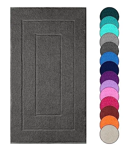 Lashuma Saugstarke Badematte 50x80 cm, waschbar und flauschig Grau - Anthrazit, Gross Serie: London