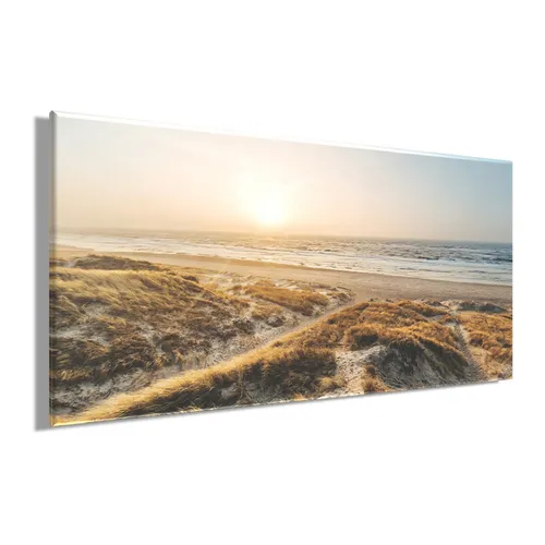 Wandbild STRAND SONNENUNTERGANG 50x100 cm – Leinwandbild Keilrahmen Deko modern
