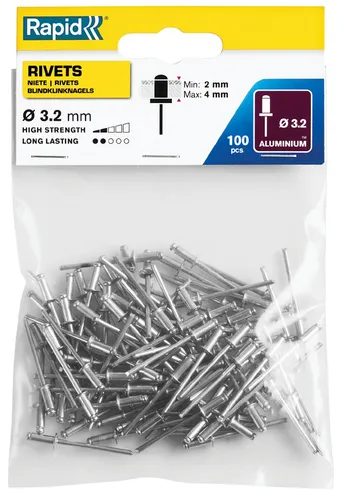 Rapid Blindniete Standard 3,2 x 8 mm aus Aluminium 100 Stück