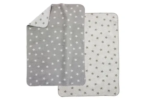 Alvi Baumwolldecke Kuscheldecke 75x100 Sterne grau - Kuscheldecke aus 100% Baumwolle, besonders weich und ideal für Babys zum Schmusen und Wohlfühlen.