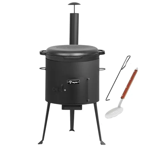BBQ-Toro Gusseisen Kazan Ø 39,5 cm - Außenküche mit vielseitigem Einsatz, ideal zum Kochen, Grillen und Braten. Der Gusseisen-Kazan bietet gleichmäßige Hitzeverteilung und kommt mit praktischem Zubehör.