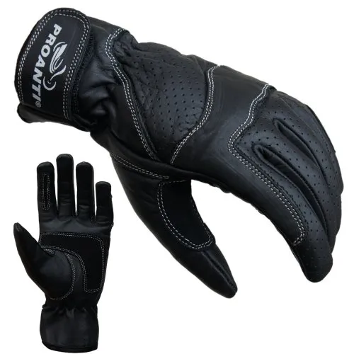 PROANTI Damen Motorradhandschuhe - Leder Motorrad Handschuhe Größe S/6 - Hochwertige Motorradhandschuhe für Damen aus weichem Rindsleder mit Klettverschluss, ideal für exzellenten Grip und Komfort beim Fahren.