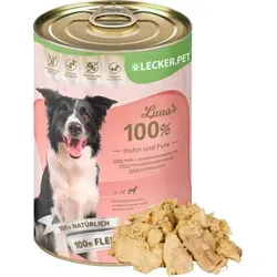 Lecker.Pet® Luna's 100 % Huhn und Pute Hundefutter - Hundefutter aus 100% natürlichem Hühner- und Putenfleisch, getreidefrei und ideal für sensible Hunde. Vollgepackt mit essenziellen Nährstoffen für Vitalität und ein schönes Fell.