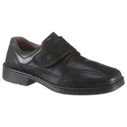 Josef Seibel Herren Halbschuhe Bradfjord 06, Schwarz, 42 - Herren-Slipper in Überweite K aus hochwertigem Glattleder mit praktischem Klettverschluss für einfaches An- und Ausziehen, ideal für kräftige Füße und hohen Tragekomfort.