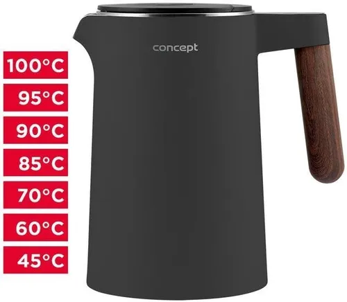 Edelstahl Wasserkocher mit Temperaturregelung 1,5L von Concept