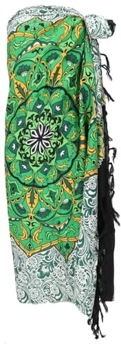 GURU SHOP Sarong, Wandbehang, Wickelrock, Sarongkleid - Mandala/grün, Herren/Damen, Synthetisch, 160x115 cm
