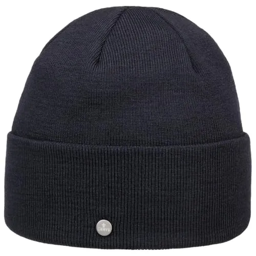 LIERYS Merino GOTS Umschlagmütze - Dunkelblau, One Size - Hochwertige Strickmütze aus 100% Merinowolle, gefertigt in Deutschland. Die nachhaltige Beanie überzeugt durch eine exzellente Verarbeitung und bietet optimalen Tragekomfort an kalten Tagen.