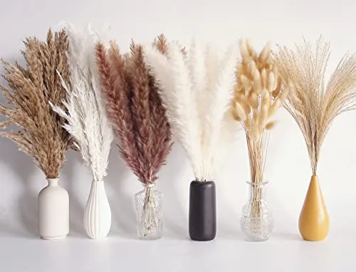 110PCS Pampas Grass Deko, Stück getrocknetes Pampasgras-Bouquet, Boho-Tischdeko, Bunny-Tails-Trockenblumen, weißes Pampasgras für Hochzeiten, Wohnkultur, rustikale Partys und Baby-Dusche-Dekorationen.