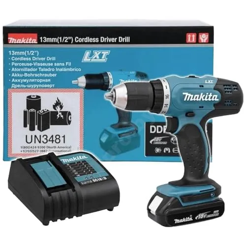 Makita DDF 453 SYX5 - Akku Bohrschrauber 18 V, 42 Nm Drehmoment, inkl. 1x 1,5 Ah Akku und Ladegerät für vielseitige Anwendungen