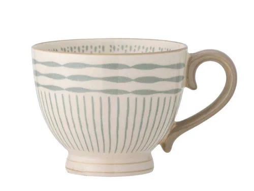 Bloomingville Becher MAPLE Blau Weiß 420 ml Kaffeebecher Keramik Tasse