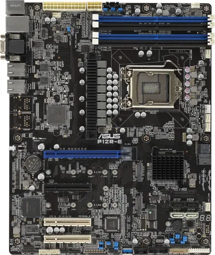 ASUS P12R-E Server Mainboard - Mainboard für Intel C256 Chipsatz, ideal für leistungsstarke Server mit 8-Core Prozessoren und Sockel 1200.