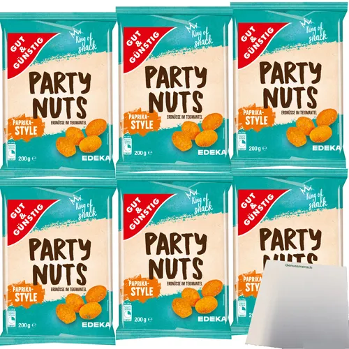 Gut&Günstig Party Nuts Erdnüsse im Teigmantel Paprika-Style 6x200g usy Block