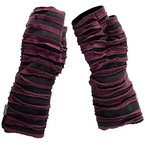 Vishes - Alternative Bekleidung - Arm Stulpen Pulswärmer mit Daumen Handschuhe Aufgeschnitten Cutwork tiefrot-schwarz