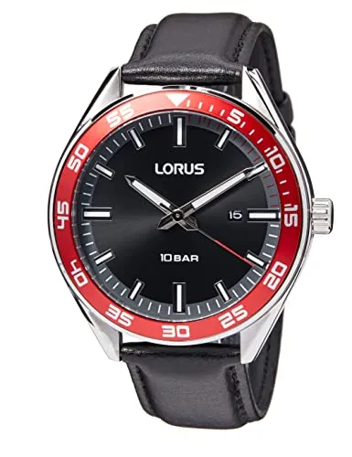 LORUS Herren Analog Quarz Uhr RH941NX9 - Armbanduhren für Herren mit robustem Edelstahlgehäuse, hochwertigem Lederarmband für Komfort und bis zu 100 Meter wasserdicht, ideal für jeden Anlass.