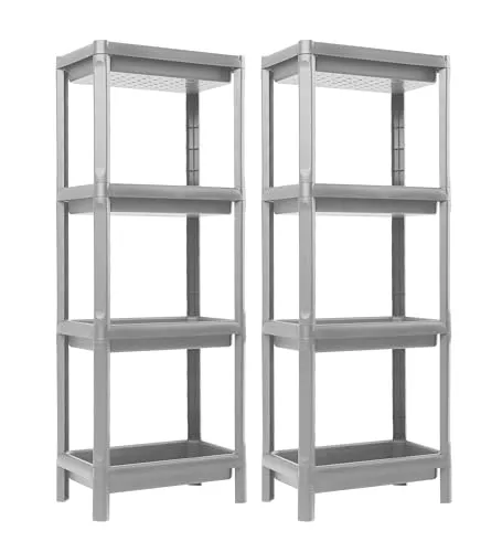 Ondis24 Badregal 38 x 23 x 100 cm, Kunststoffregal, Steckregal, anthrazit - Praktisches Badregal mit einfachem Stecksystem, leicht montierbar in nur 10 Minuten. Ideal für Badezimmer, Küche oder als Unterschrank, bietet es 4 durchlässige Böden mit 5 kg Tragkraft pro Boden für alle wichtigen Utensilien.