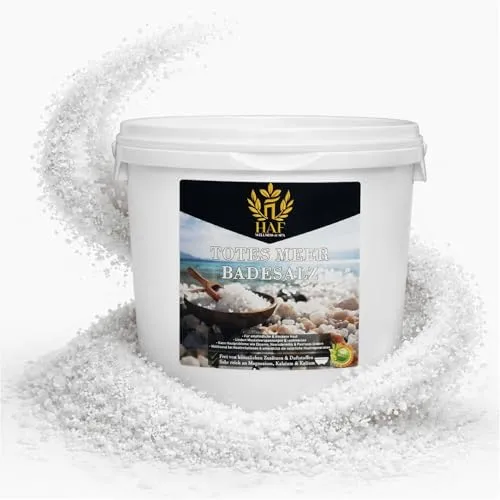 HAF® Premium Totes Meer Badesalz 100% naturrein | 5 kg Eimer für entspannende Bäder - 100% naturreines Badesalz aus dem Toten Meer, ideal für entspannende Vollbäder oder Peelings. Reich an Mineralien zur Unterstützung der Hautpflege und für ein angenehmes Badeerlebnis.