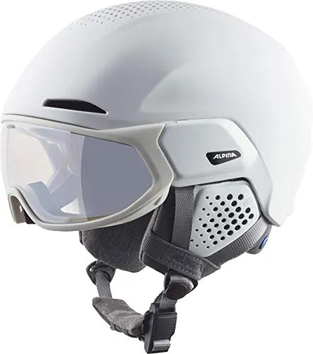 Alpina Alto V Visierhelm - White matt, 51-55 cm - Skihelm mit 2-in-1 Visier und Multidirektionale Visier-Gelenksmechanik, ideal für optimalen Tragekomfort und perfektes Klima am Kopf.