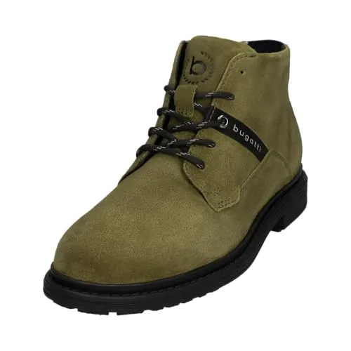 bugatti Herren Schlupfstiefel - Winterstiefel in Dunkelgrün, Größe 45 - Klassische Herren Schlupfstiefel aus Wildleder, ideal für kalte Tage. Mit warmem Innenfutter und robustem Blockabsatz bieten sie Komfort und Stil für jeden Anlass.