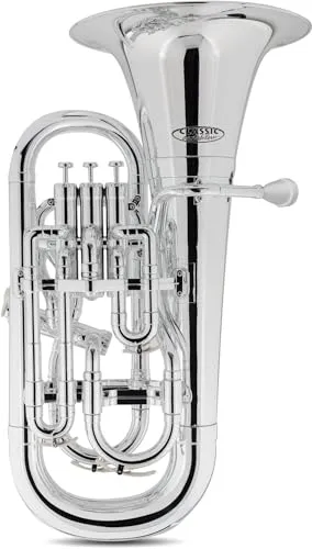 Classic Cantabile MardiBrass Kunststoff Bb-Euphonium - 4 Aluminium-Ventile - nur 2,2 kg leicht - inkl. Mundstück und Gigbag - silber