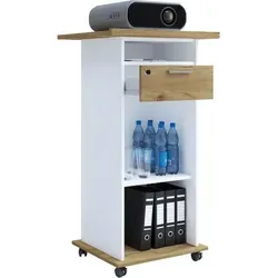 VCM Beamer-Stand 'Neta' mit Rollen - Beamer-Halterungen mit vielseitigem Stauraum und neigbarem Pult – ideal für Präsentationen und flexibel einsetzbar durch vier Laufrollen.