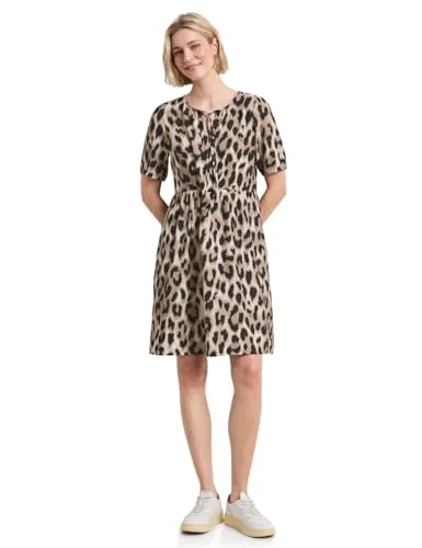 Street One Damen Knielanges Kleid mit Split Neck und Print von Street One