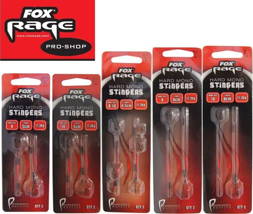 Fox Rage Hard Mono Stinger Angsthaken Zusatzhaken , Länge/ Tragkraft / Hakengröße:6.5cm / 11.3kg / Gr. 8 & 10 (Doppelstinger)