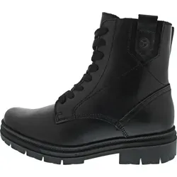 Modische Schnürstiefelette TAMARIS für Damen - Wanderschuhe aus Glattleder mit Blockabsatz und modischen Ziernähten, ideal für stilvolle Auftritte und Komfort dank gepolsterter Innensohle.