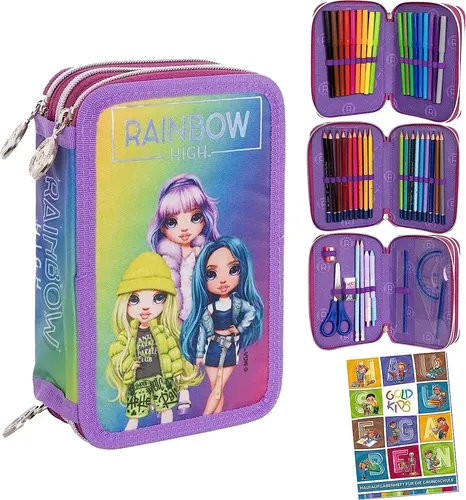Rainbow High Silver Style Federtasche - 3-fache Federmappe mit 46-teiligem Zubehör, ideal für Schulanfänger – bunt, praktisch und mit hochwertigem Hausaufgabenheft für eine einfache Organisation!