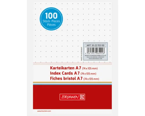BRUNNEN Karteikarten BRUNNEN Karteikarte A7 dotted, weiß, 100 Stück