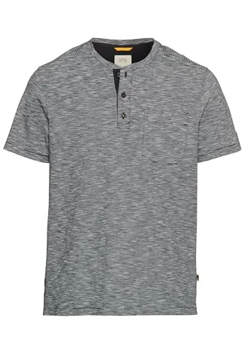 camel active Herren Kurzarm Henley aus Reiner Baumwolle Dunkelblau - T-Shirts für Herren aus weicher Baumwolle mit praktischer Brusttasche für Essentials. Regular Fit für optimalen Tragekomfort.